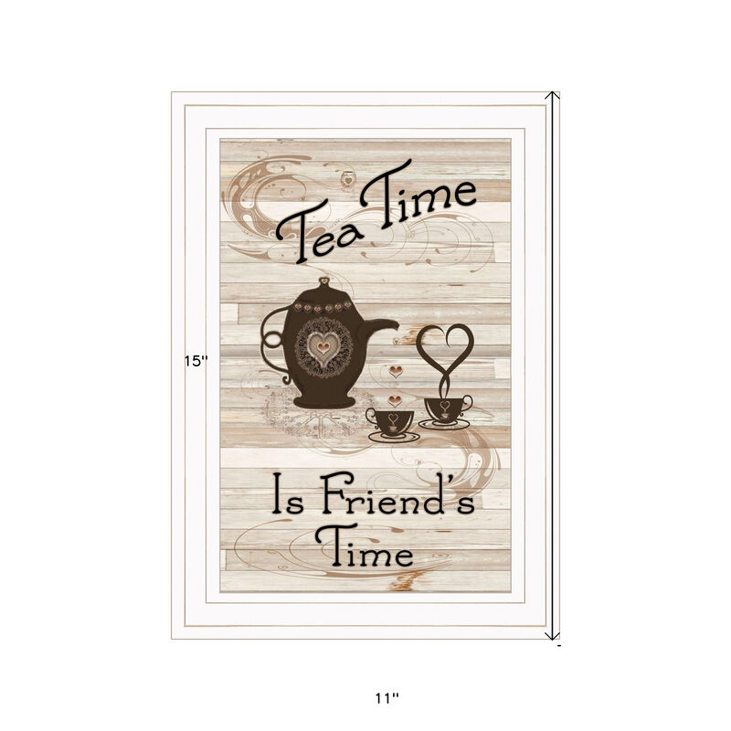 HomeRoots Tea Time is Friends Time 1 White Framed Print Kitchen Wall Art image number 2