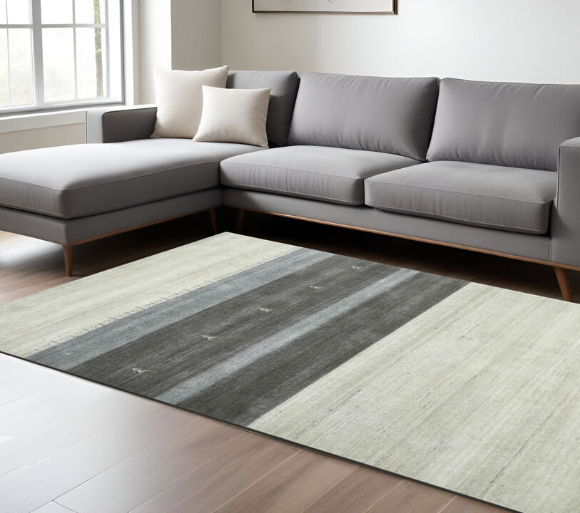 HomeRoots Wool Striped Hand Woven Area Rug