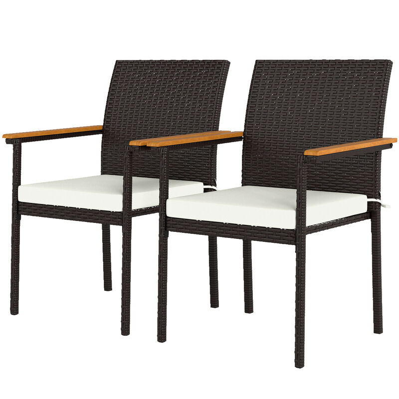 Set of 2 Outdoor Dining Chairs with Cushioned Seats, Perfect for Backyard, Deck, or Terrace