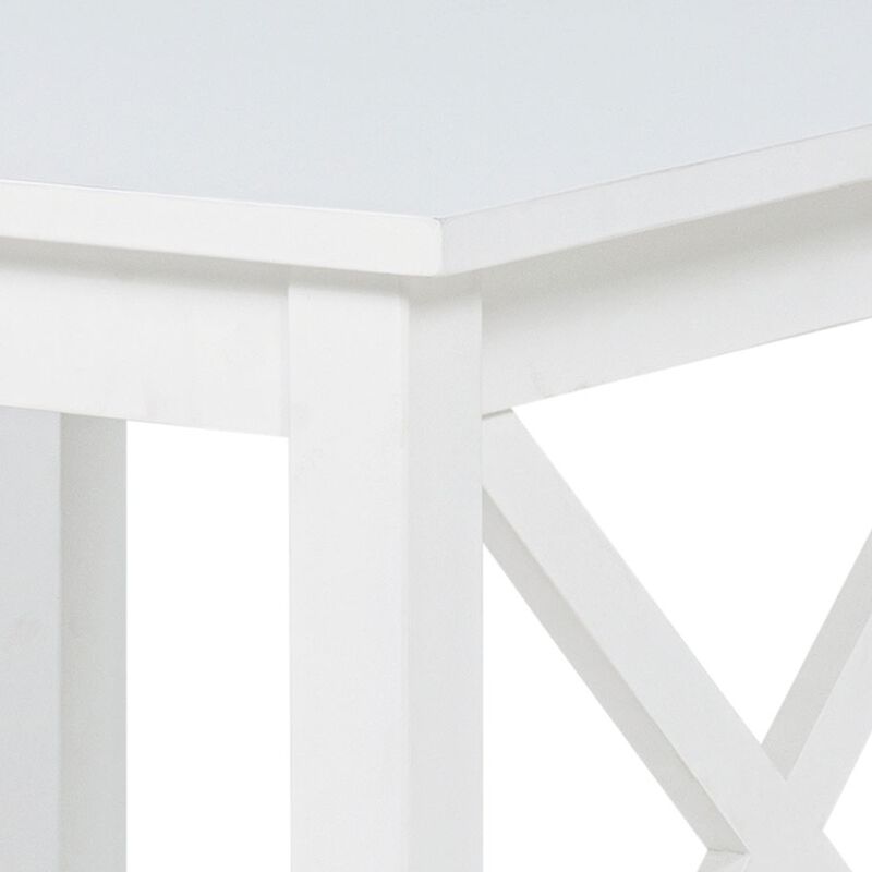 Yuzie Side End Table with Open Shelf, X-Side Frame, White Wood 20 Inch image number 5