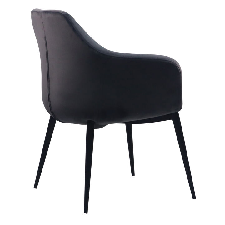 Wilson Modern Grey Velvet & Black Dining Chair