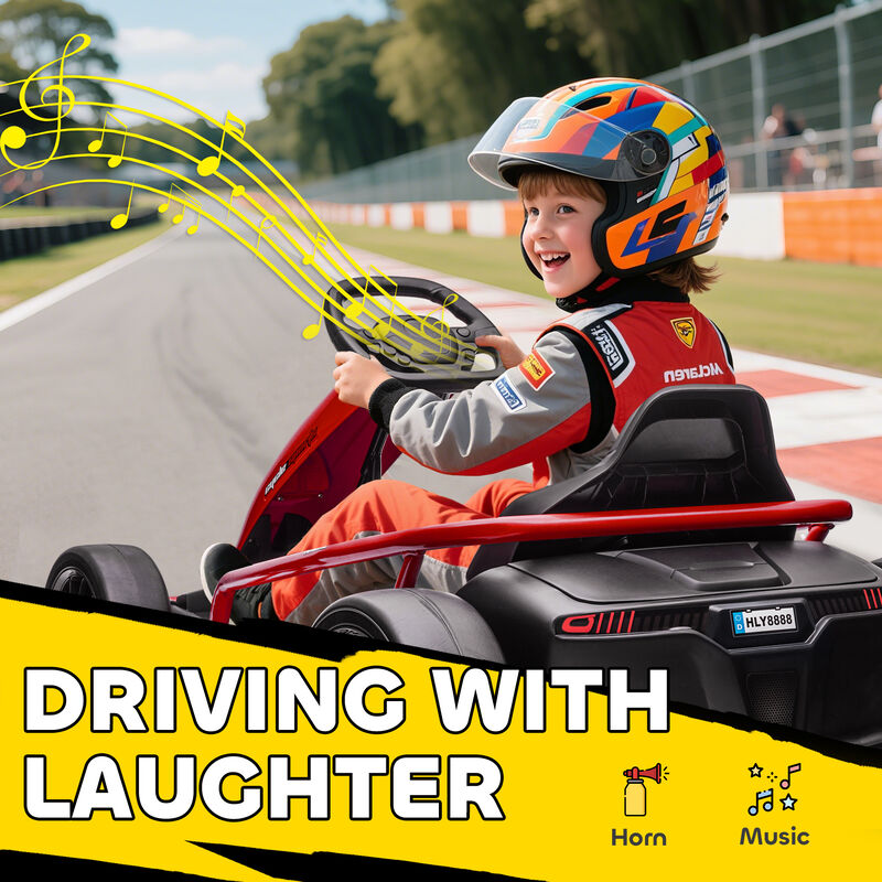 BreeBe 24V Electric Go Kart for Kids, Drift Ride-On Racing Go Kart with 2 Speeds image number 7