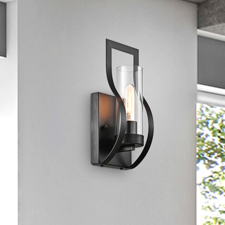 Jamila 1 Light Wall Sconce with Clear Glass Shade and Curved Frame