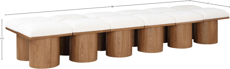 Meridian Furniture Pavilion Cream Boucle Fabric Bench