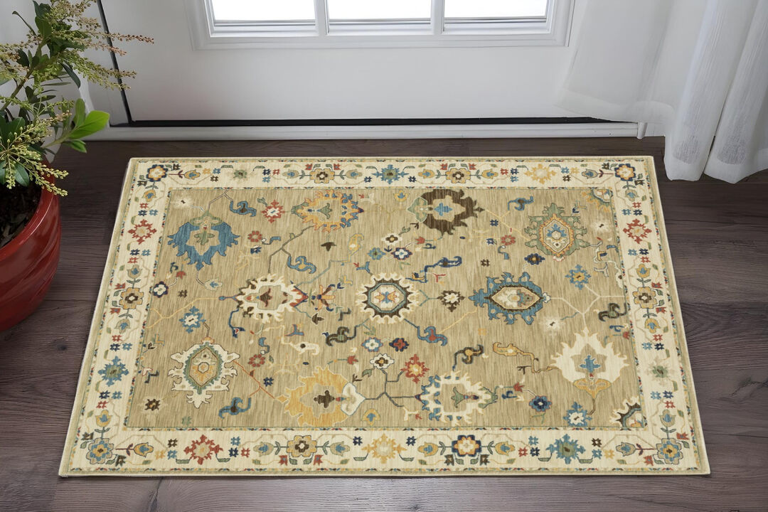 HomeRoots Oriental Area Rug With Fringe