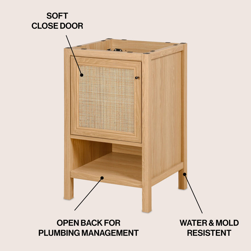 Jasper 36 in. W x 18 in. D x 33 in. H Rattan Modern Coastal 2-Shelf Bath Vanity Cabinet Only (Sink Basin Not Included)