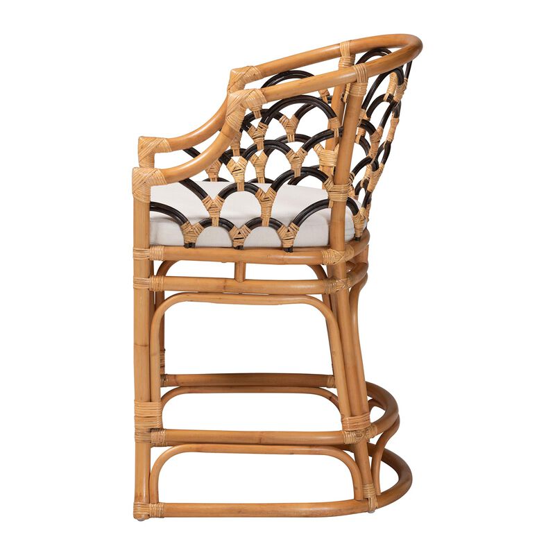 bali & pari Veneto Natural Rattan Counter Stool with Scalloped Back image number 2