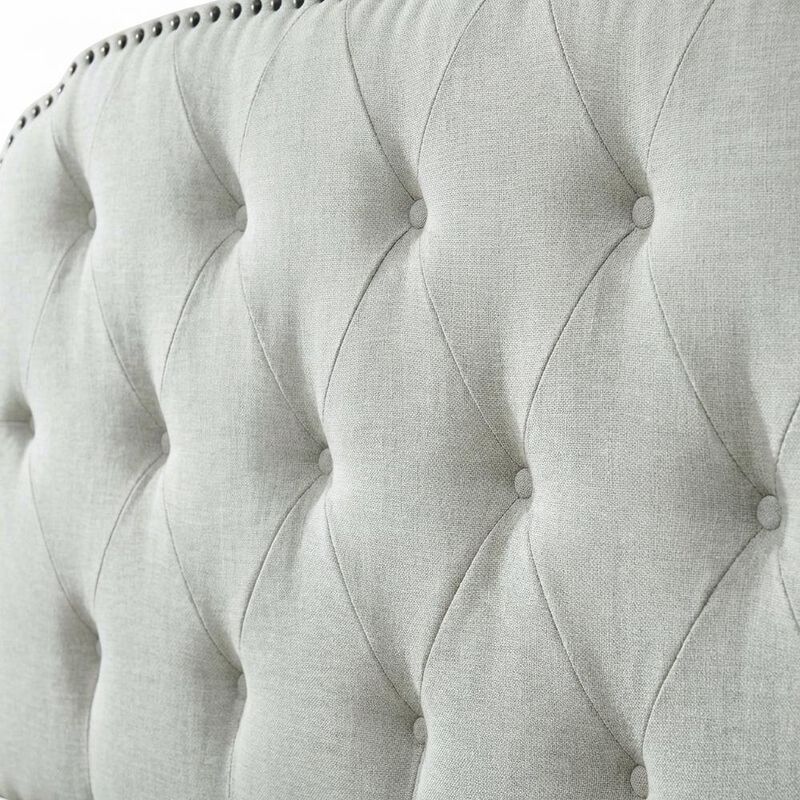 Light Gray Upholstered King Headboard, Solid Rubberwood Frame image number 3