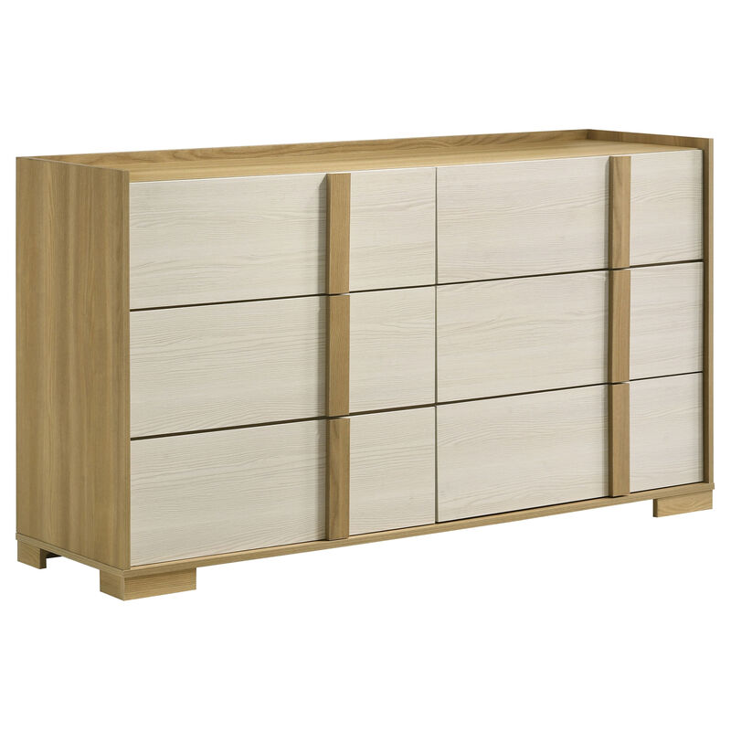 Hyle 5pc Queen Bedroom Set, Natural Brown and White Finish, Dressers image number 3