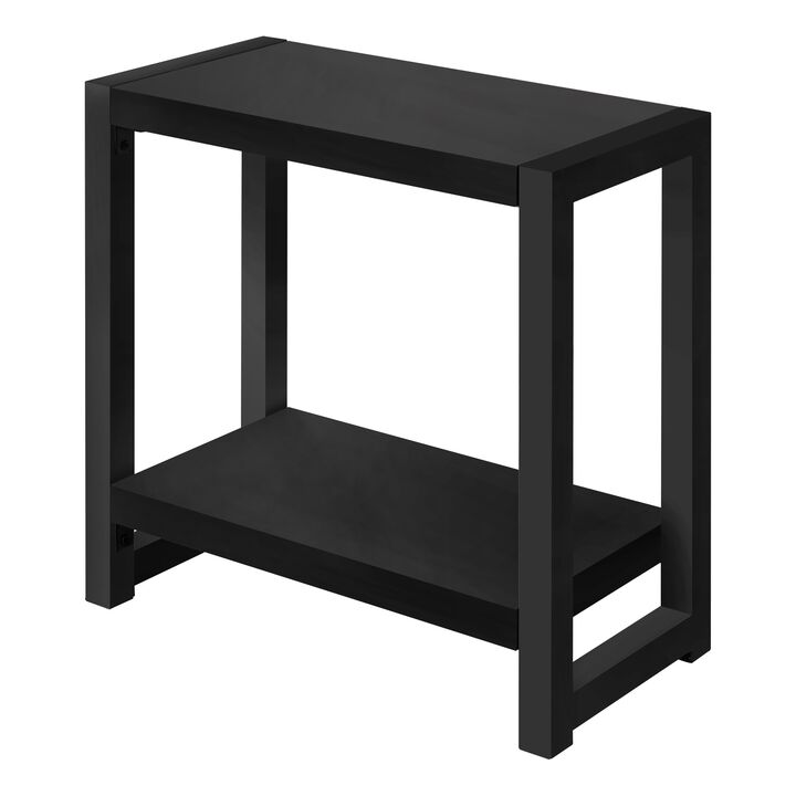 Monarch Specialties I 2081 Accent Table, Side, End, Narrow, Small, 2 Tier, Living Room, Bedroom, Metal, Laminate, Black, Contemporary, Modern