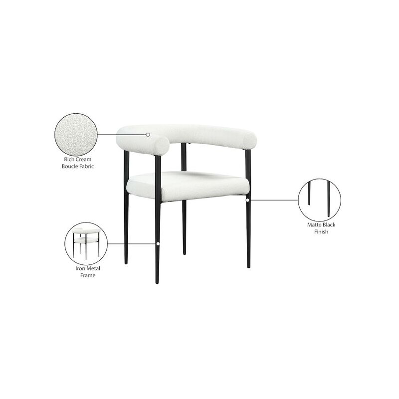 Meridian Furniture Louie Cream Boucle Fabric Dining Chair, Set of 2