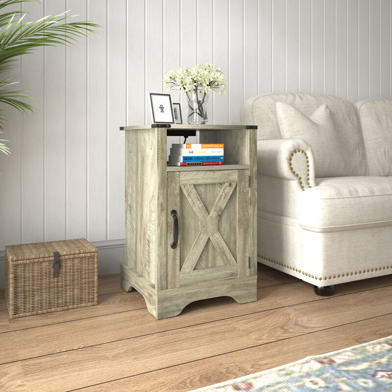 Streamdale Rustic Farmhouse End Table with Charging Station