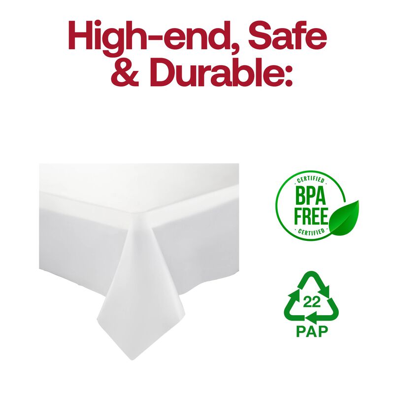 White Rectangular Plastic Tablecloths (96 Tablecloths) image number 4
