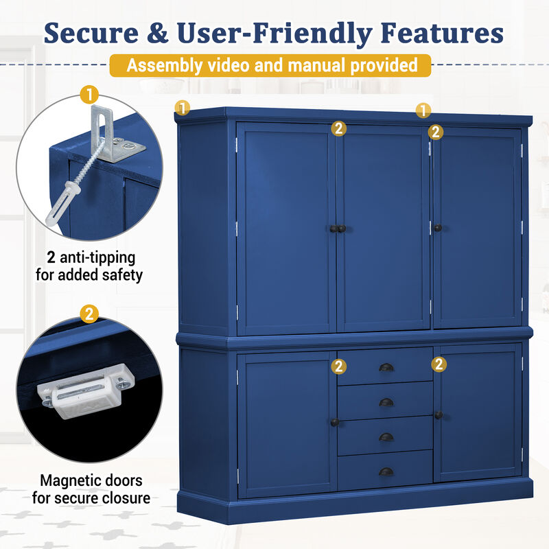 Merax Freestanding Kitchen Pantry Cabinet with Drawers & Adjustable Shelves image number 3