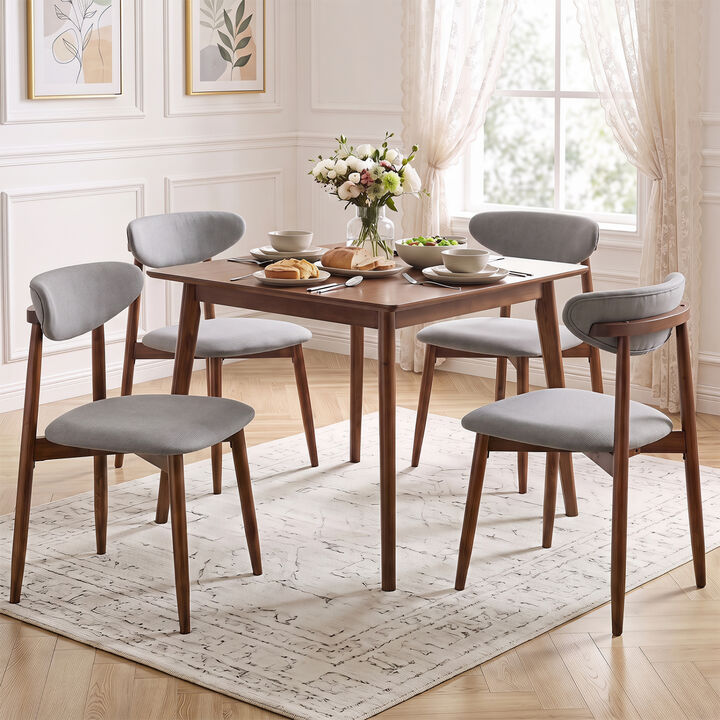 4 Pack Fabric Dining Chairs with Curved Backrests for Kitchen and Dining Room