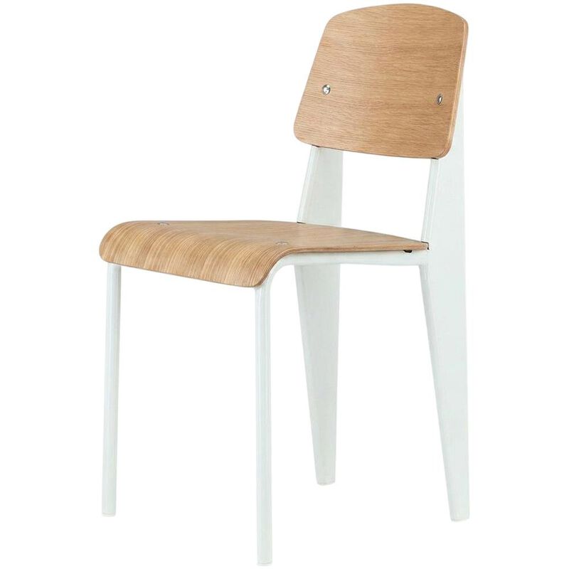 Wooden Dining Side Chair with Slatted Backrest for Dining Room, Natural White image number 1