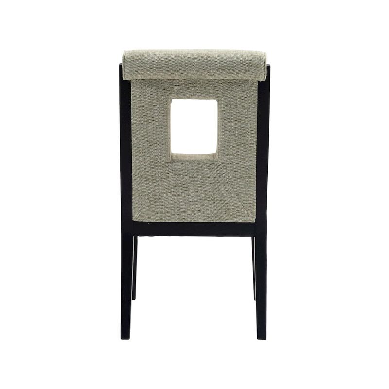 Meridian Furniture Gwendolyn Green Linen Textured Fabric Dining Side Chair, Set of 2