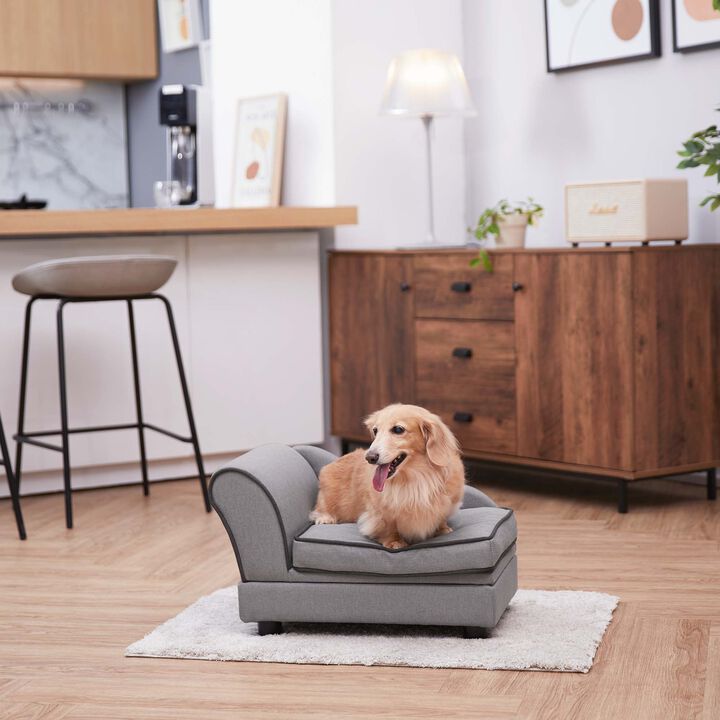 Ivan Chaise Lounge with Storage for Cats and Small Dogs, Light Gray