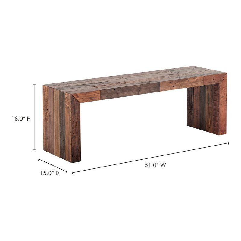 Starlight Canyon Home Vintage Wood Bench, Sturdy Entry Way Bench with Antique Finish image number 4