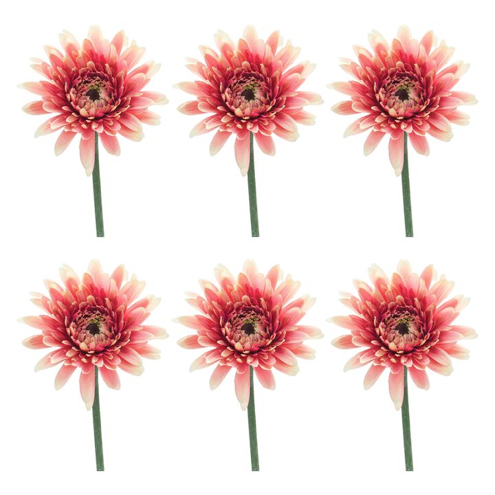 Artificial Gerbera Daisy Stems (6-Pack) – Faux Floral Picks for Centerpieces, Wedding Decor & Vases