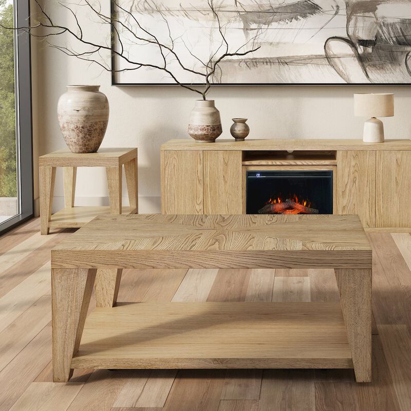 Jofran Modern Contemporary 50 Coffee Table with Storage Shelf and Hidden Casters