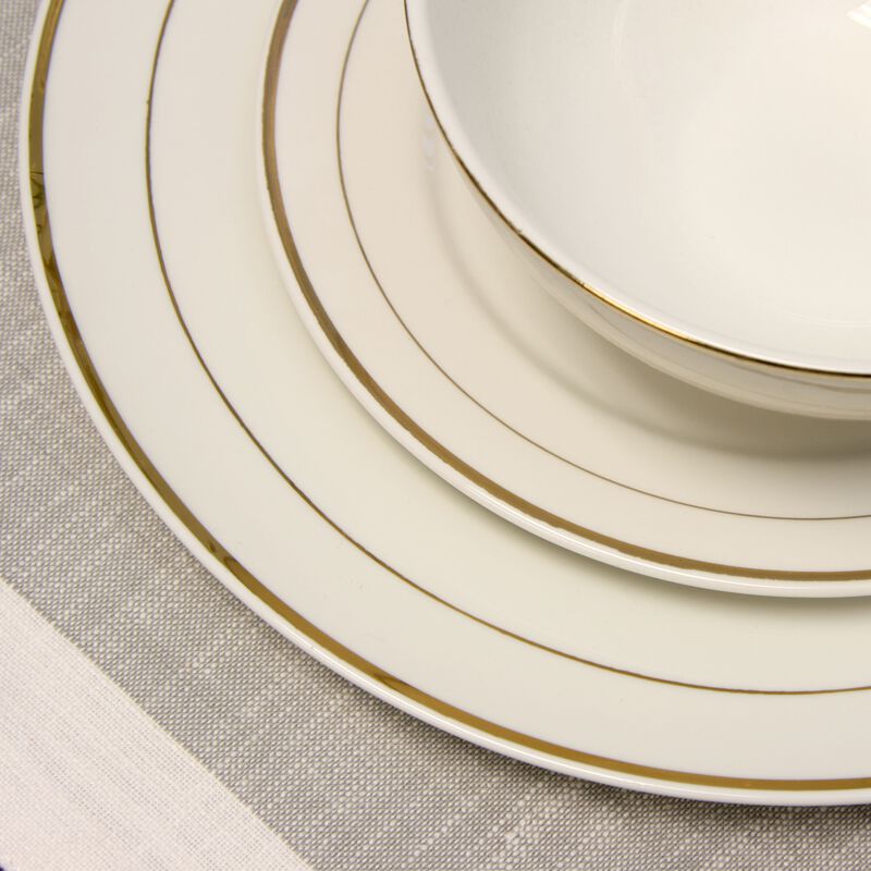 Gibson Home Palladine 16 Piece Dinnerware Double Gold Banded Set