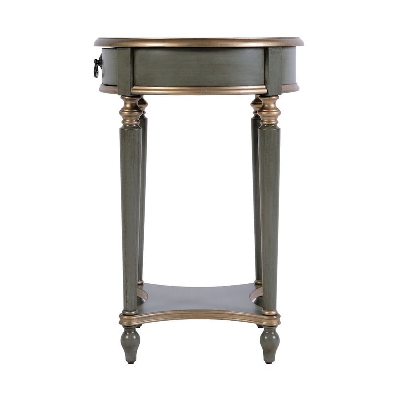 Butler Specialty Jules 17.5 in. W Round Wood 1 Drawer End Table,Lower Open Shelf, Pastel Green image number 6