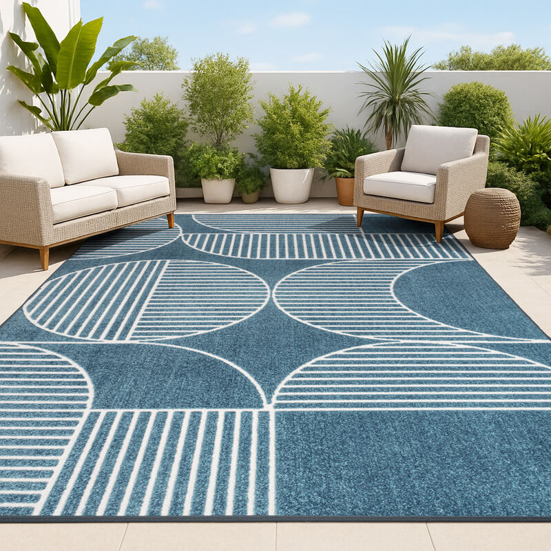 Nordby Geometric Arch Scandi Striped Area Rug
