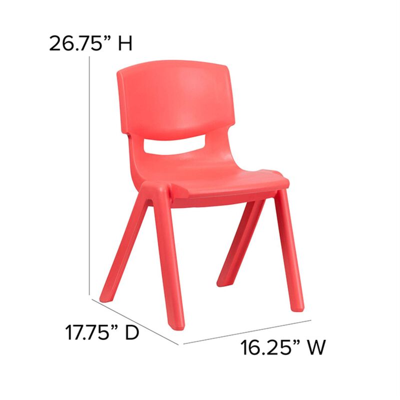 Flash Furniture Whitney 2 Pack Red Plastic Stackable School Chair with 15.5" Seat Height image number 2