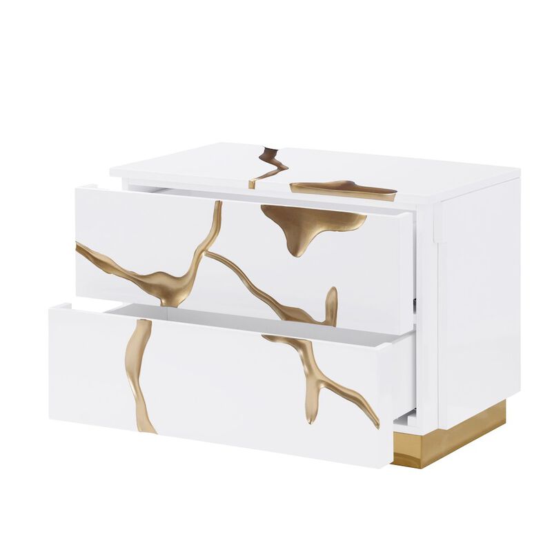 Best Master Furniture Trevello High-Gloss Lacquered Right Nightstand, Gold Accents (Black) image number 4