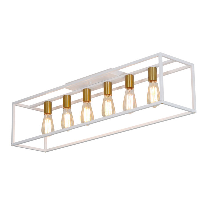6 Lights Farmhouse Flush Mount Light for Low Ceiling Kitchen Island Style