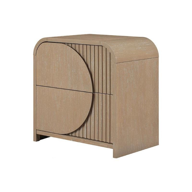Queen Bedroom Set, Natural Brown Wood, 2 Piece Set with Nightstand image number 5