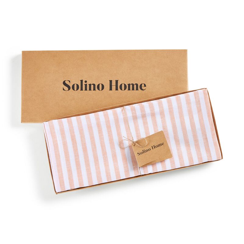 Solino Home Amalfi Stripe 100% Linen Table Runner &ndash; Handcrafted, Machine Washable, Perfect for Holiday and Everyday Dining