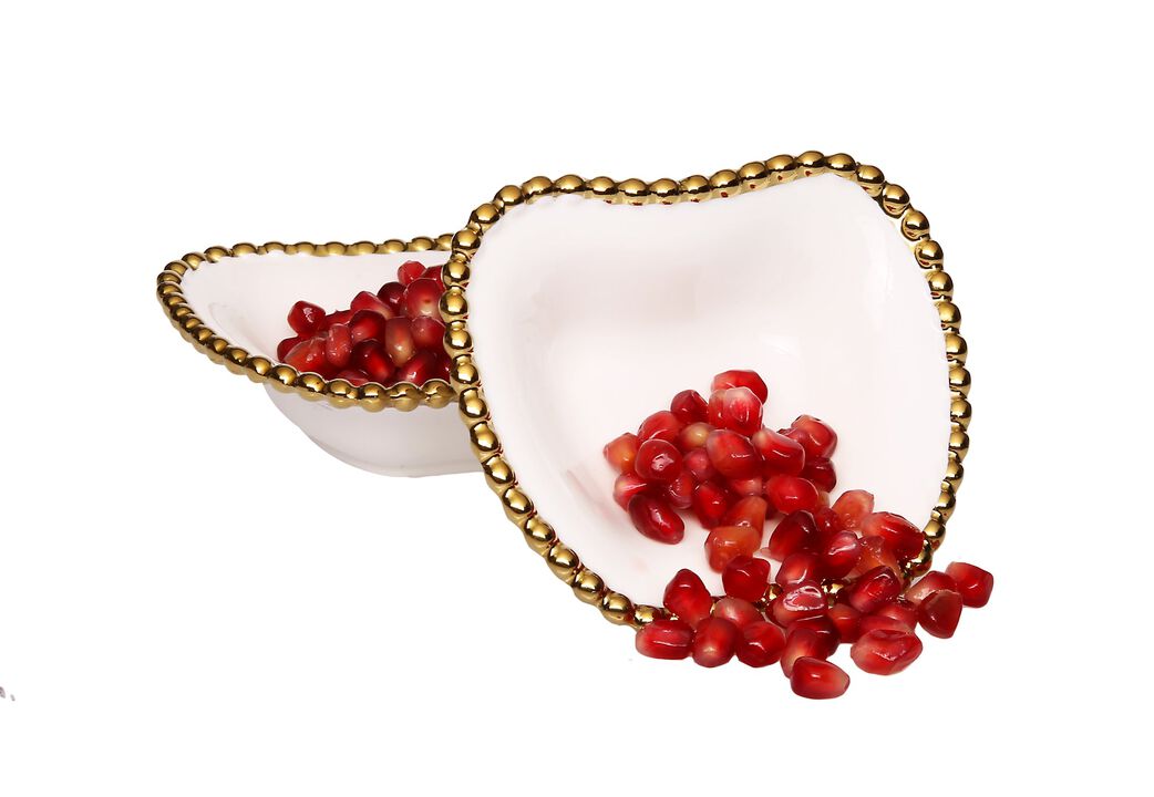 Porcelain White Apple Shaped Dishes, 2 pieces