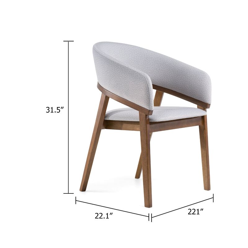 Cid Naj Dining Chair, Gray Fabric Cushions, Curved Walnut Brown Rubberwood image number 4