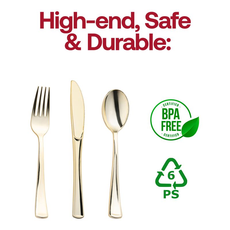 Shiny Metallic Silver Plastic Cutlery Combo Set (120 Sets) image number 4