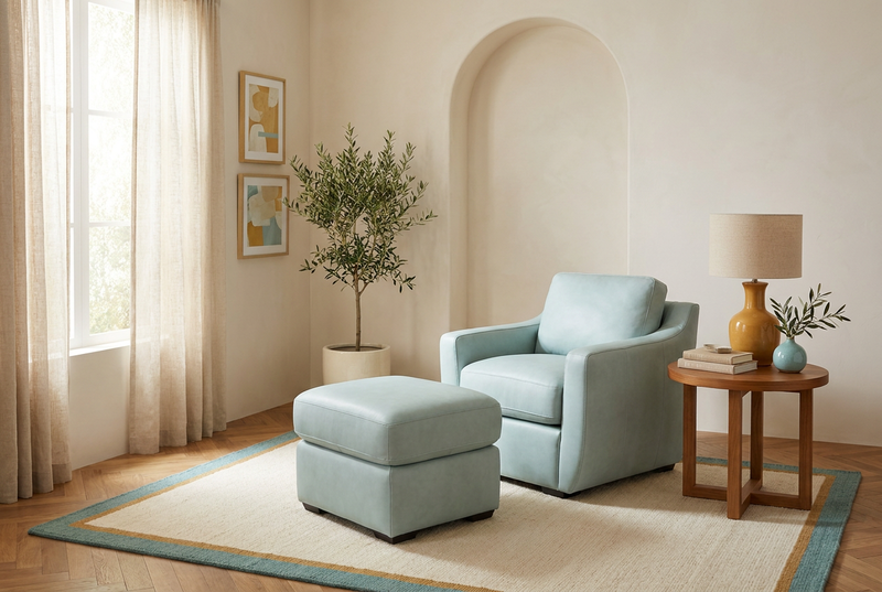 Ajax Aqua Chair & Ottoman image number 1