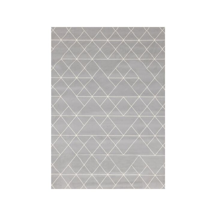 Novelle Home Functional Style Grey White Geometric Rug, 4'7 x 6'7, 4'7 x 6'7
