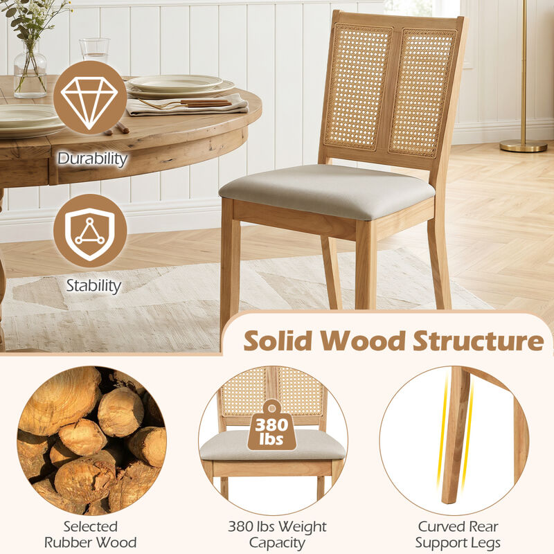 Set of 4 Rattan Dining Chairs with Curved Backrests and Cushioned Seats image number 6