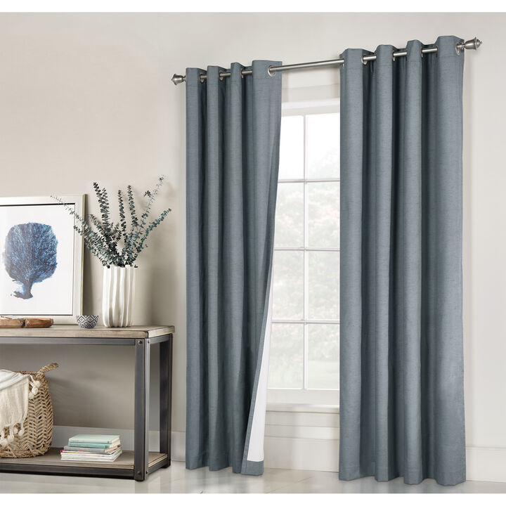 Thermaplus Ventura Blackout Grommet Curtain Panel Pair Frame Your Windows with Subtle Slub Textured Motif Each 52" x 84" Blue