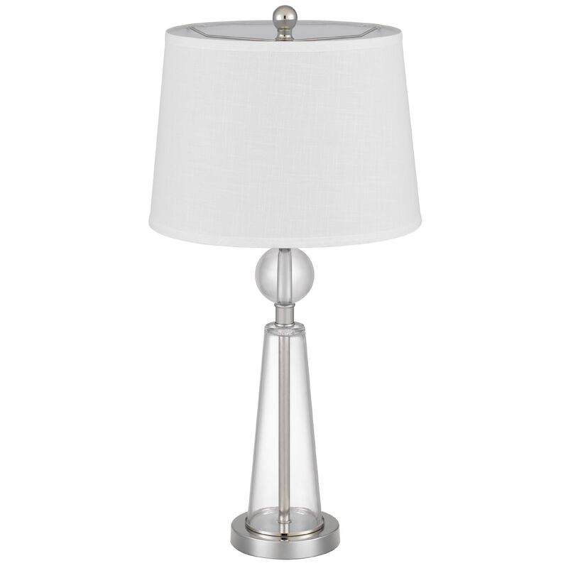 Table Lamp Set of 2, Off White Shade, Taper Glass Base, Brushed Steel image number 4