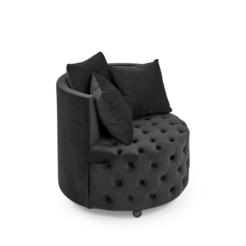 Merax Velvet Upholstered Swivel Chair for Living Room