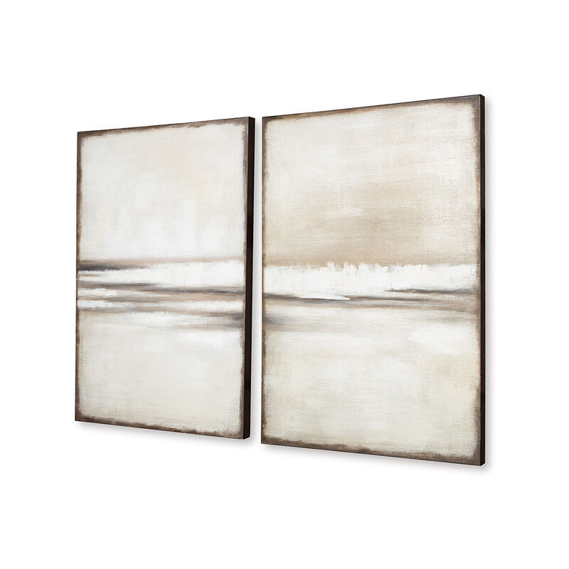 Dune 2 Piece Wall Art Set, 24x35, Tan, Brown Hand Painted Canvas image number 1