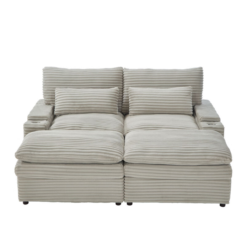 Merax Loveseat Sofa Free-combined Sectional Convertible Sofa Bed with Storage Space