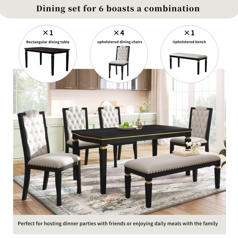 Swebax Classic Modern 6‑Piece Dining Table Set image number 2