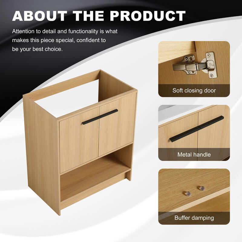ELEMENT ACE Freestanding Bathroom Vanity, Open Bottom Storage Compartment Scratch Water Resistant Plywood Construction for Bathrooms image number 8