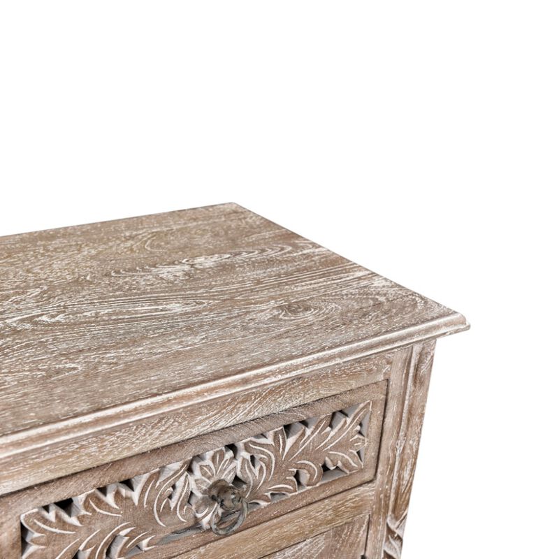 HomeRoots 30" Gray Solid Wood Distressed One Drawer Nightstand image number 5