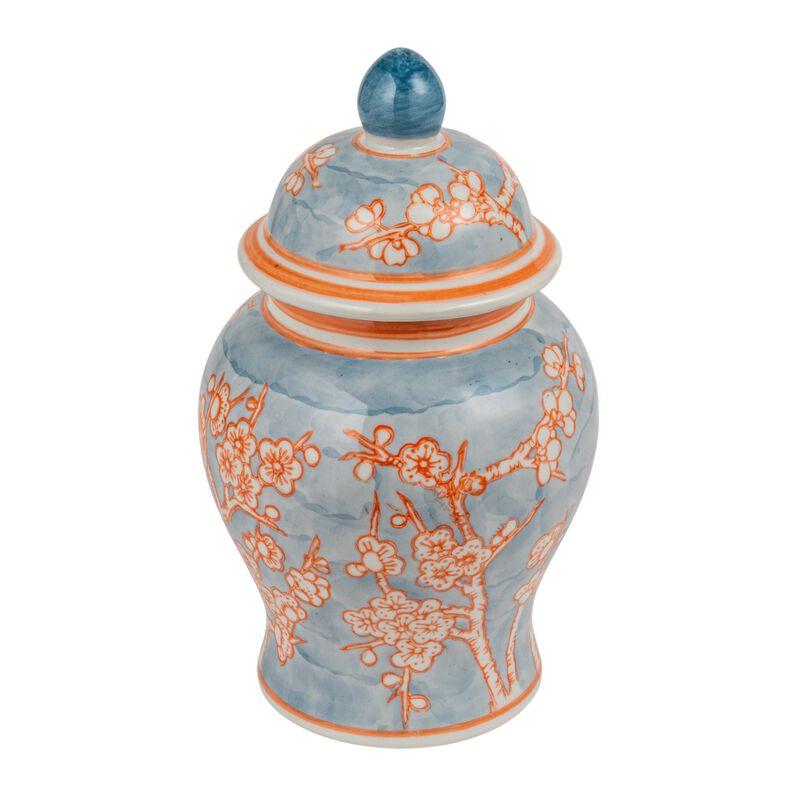 Decorative Ceramic Ginger Jar with Domed Lid, Light Blue image number 4