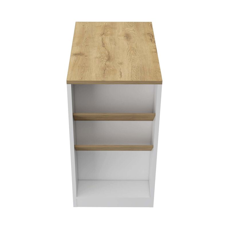 Streamdale Desoto Wine Storage Pedestal Kitchen Island White And Macadamia image number 3