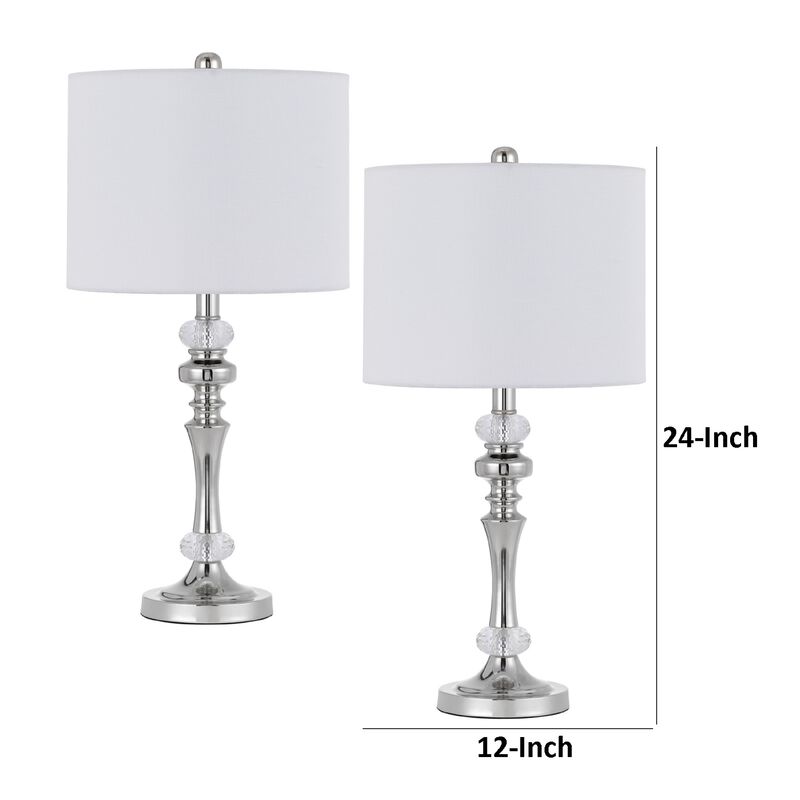 Set of 2 Table Lamps, Crystal Accent Candlestick Body, White Shade image number 7